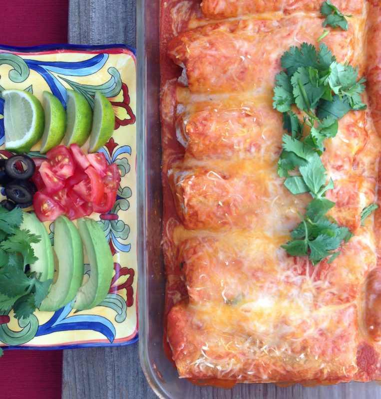 Black Bean Enchiladas with Pumpkin Sauce via LizsHealthyTable.com