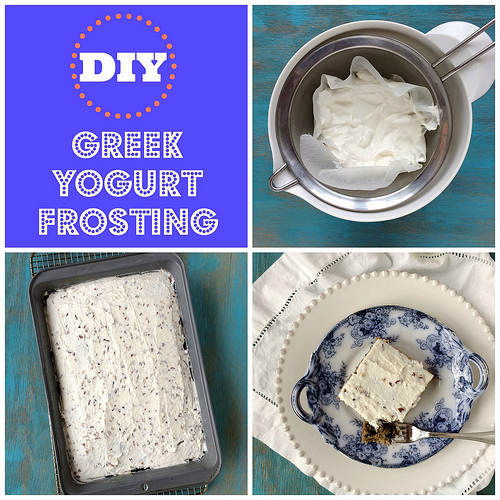 Wild Blueberry Oat Cake with Greek Yogurt Frosting via LizsHealthyTable.com Wild Blueberry Oat Cake with Greek Yogurt Frosting via LizsHealthyTable.com