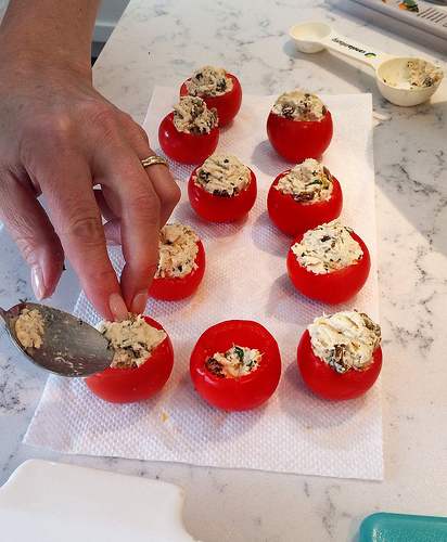 Chicken Salad Tomato Bites via LizsHealthyTable.com Chicken Salad Tomato Bites via LizsHealthyTable.com