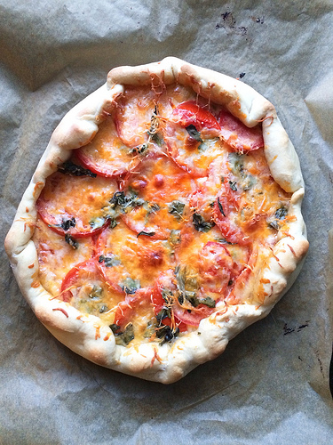 Rustic Tomato and Cheese Pie via LizsHealthyTable.com