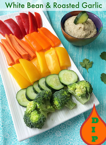 White Bean and Roasted Garlic Dip via LizsHealthyTable.com