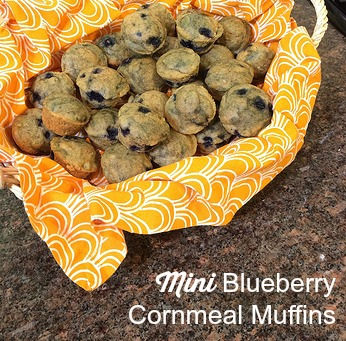 Mini Blueberry Cornmeal Muffins via LizsHealthyTable.com