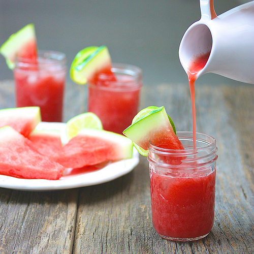Watermelon Strawberry Punch via LizsHealthyTable.com