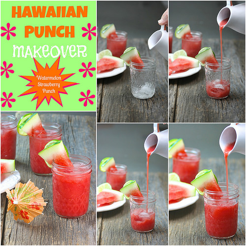 Watermelon Strawberry Punch via LizsHealthyTable.com