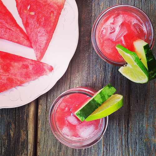 Watermelon Strawberry Punch via LizsHealthyTable.com