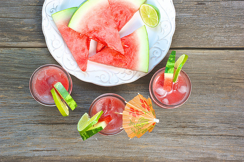 Watermelon Strawberry Punch via LizsHealthyTable.com