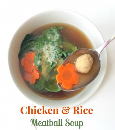 Easy Chicken & Rice Meatball Soup via LizsHealthyTable.com