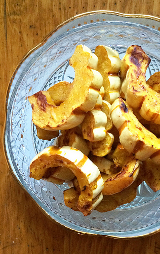 Cinnamon Roasted Delicata Squash Slices via LizsHealthyTable.com