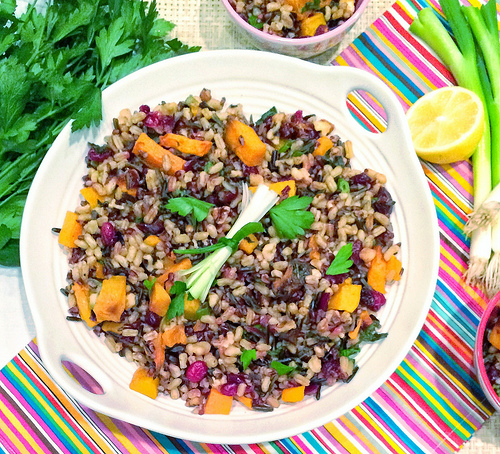 Grain Salad Photo fixed and edited using Snapseed app for smart phones via LizsHealthyTable.com