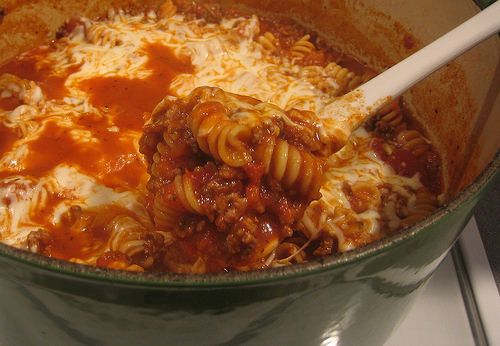 Homemade Beefaroni / bad food photo example via LizsHealthyTable.com