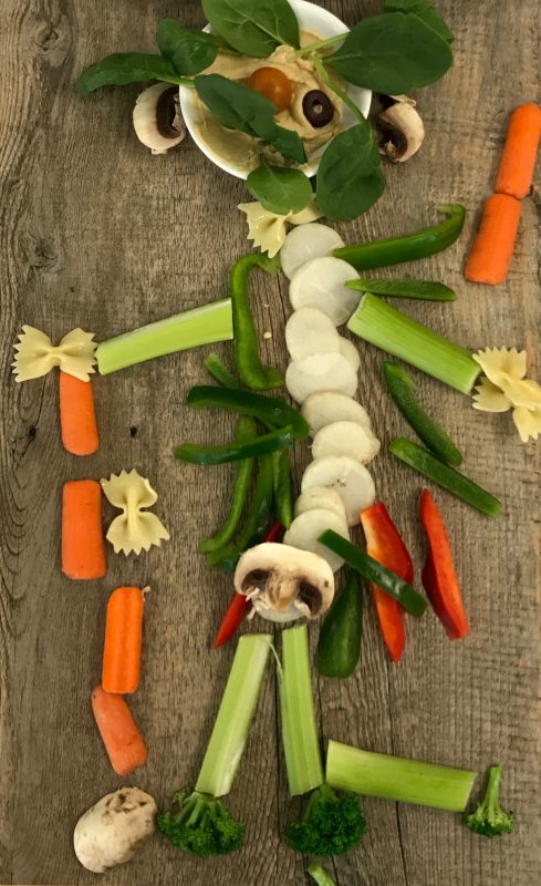Halloween Vegetable Skeleton via Liz'sHelathyTable.com