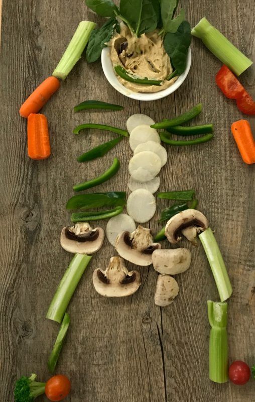 Halloween Vegetable Skeleton via Liz'sHelathyTable.com