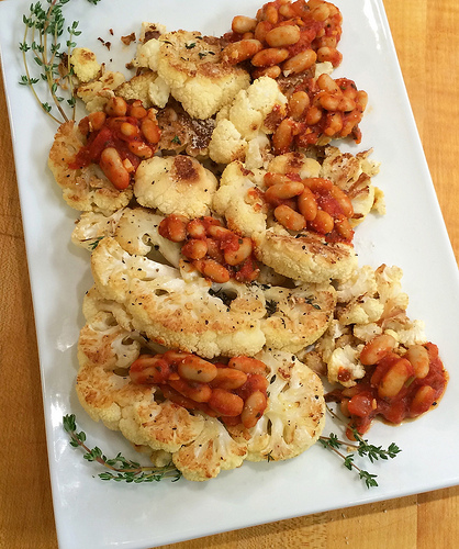 Cauliflower Steaks with White Beans via LizsHealthyTable.com