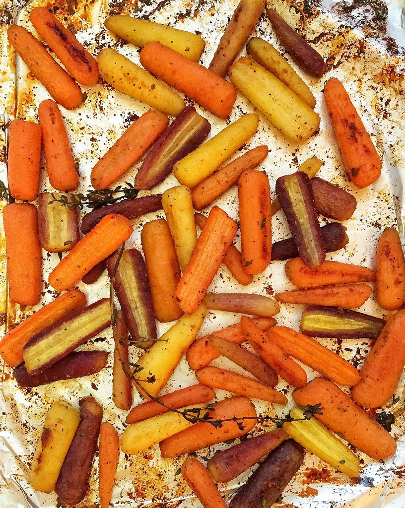 Honey-roasted rainbow carrots via LizsHealthyTable.com