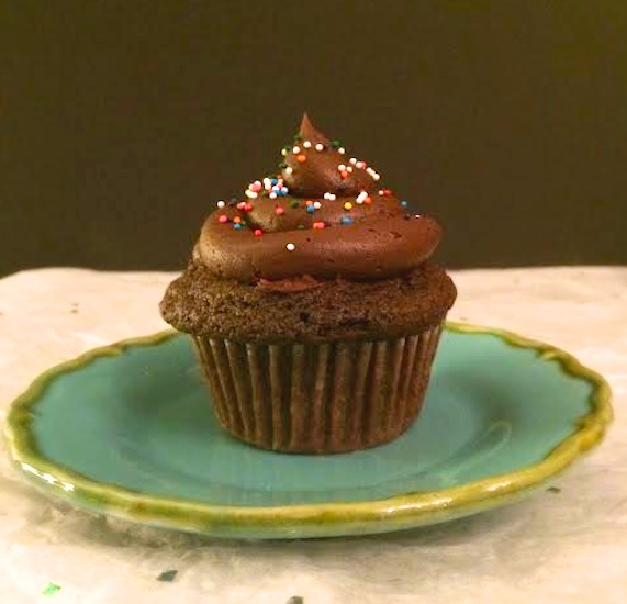 Gluten-Free Double Chocolate Cupcakes For 2 via LizsHealthyTable.com