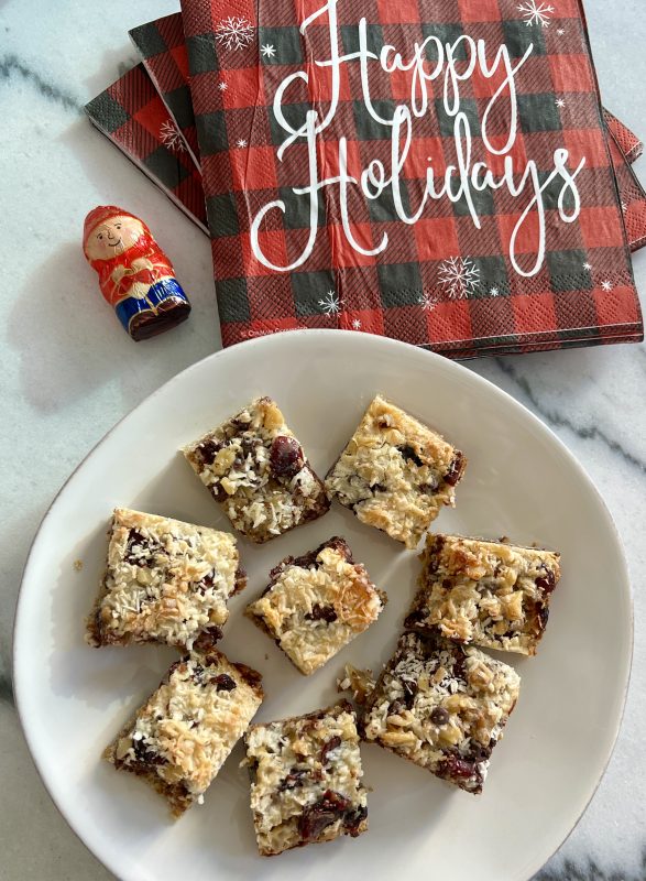 Lightened Up 7 Layer Bars via LizsHealthyTable.com #cookieswap