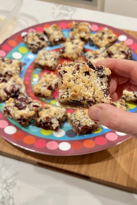 Lightened Up 7 Layer Bars via LizsHealthyTable.com #cookieswap