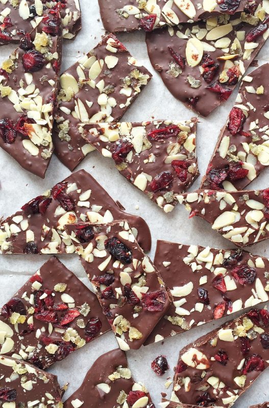 Chocolate Cranberry Bark via LizsHealthyTable.com