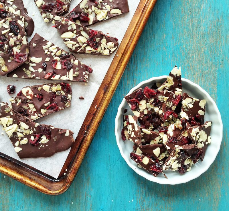 Chocolate Cranberry Bark via LizsHealthyTable.com