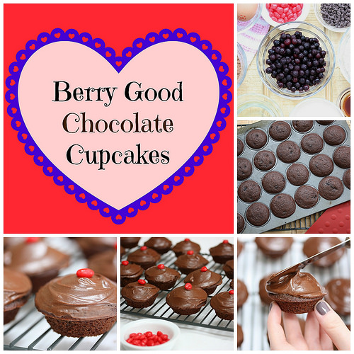 Berry Good Chocolate Cupcakes via LizsHealthyTable.com #chocolate #cupcakes #healthy