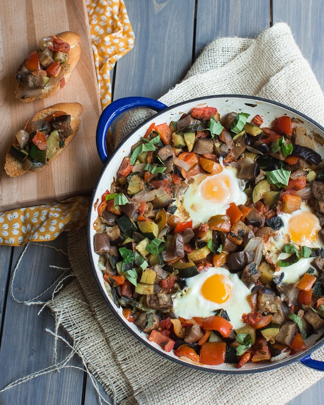ratatouille with poached eggs