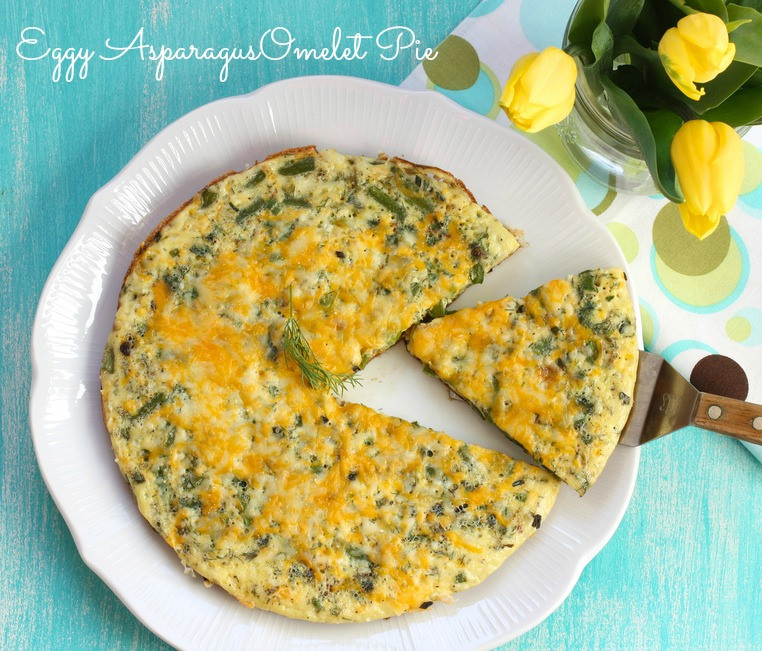 Eggy Asparagus Omelet Pie via LizsHealthyTable.com