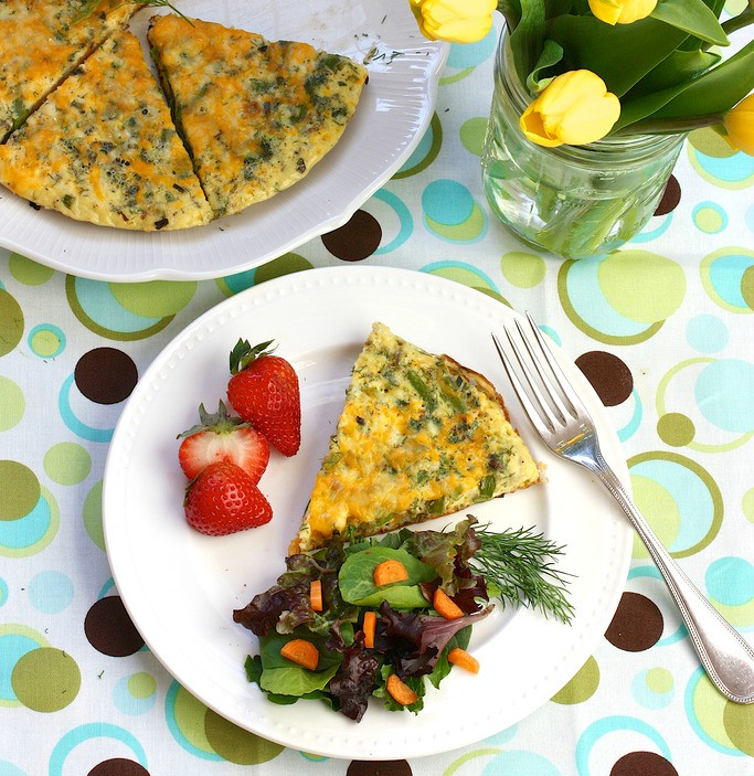 Eggy Asparagus Omelet Pie via LizsHealthyTable.com
