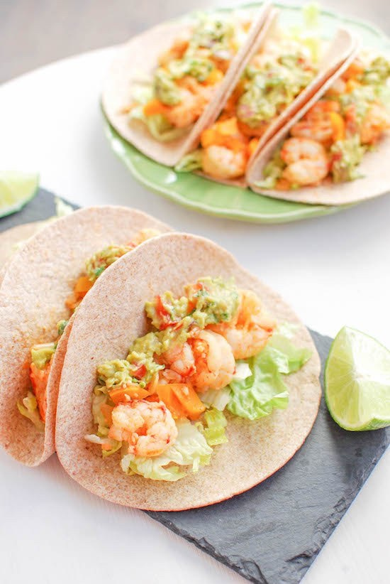 Spicy Shrimp Tacos via LizsHealthyTable.com