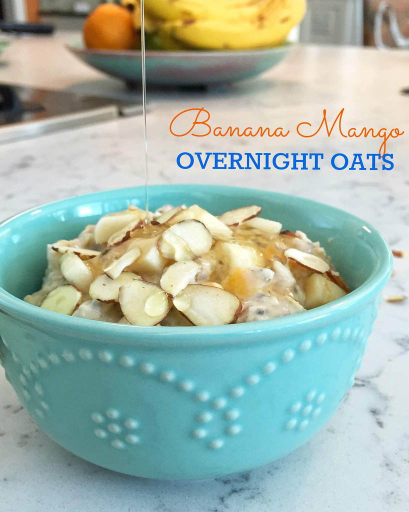 Banana Mango Overnight Oats via LizsHealthyTable.com