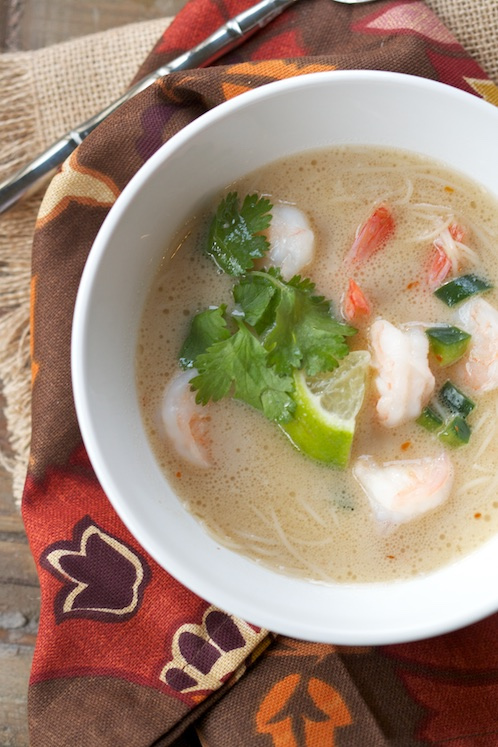 coconut noodle soup with shrimp via LizsHealthyTable.com