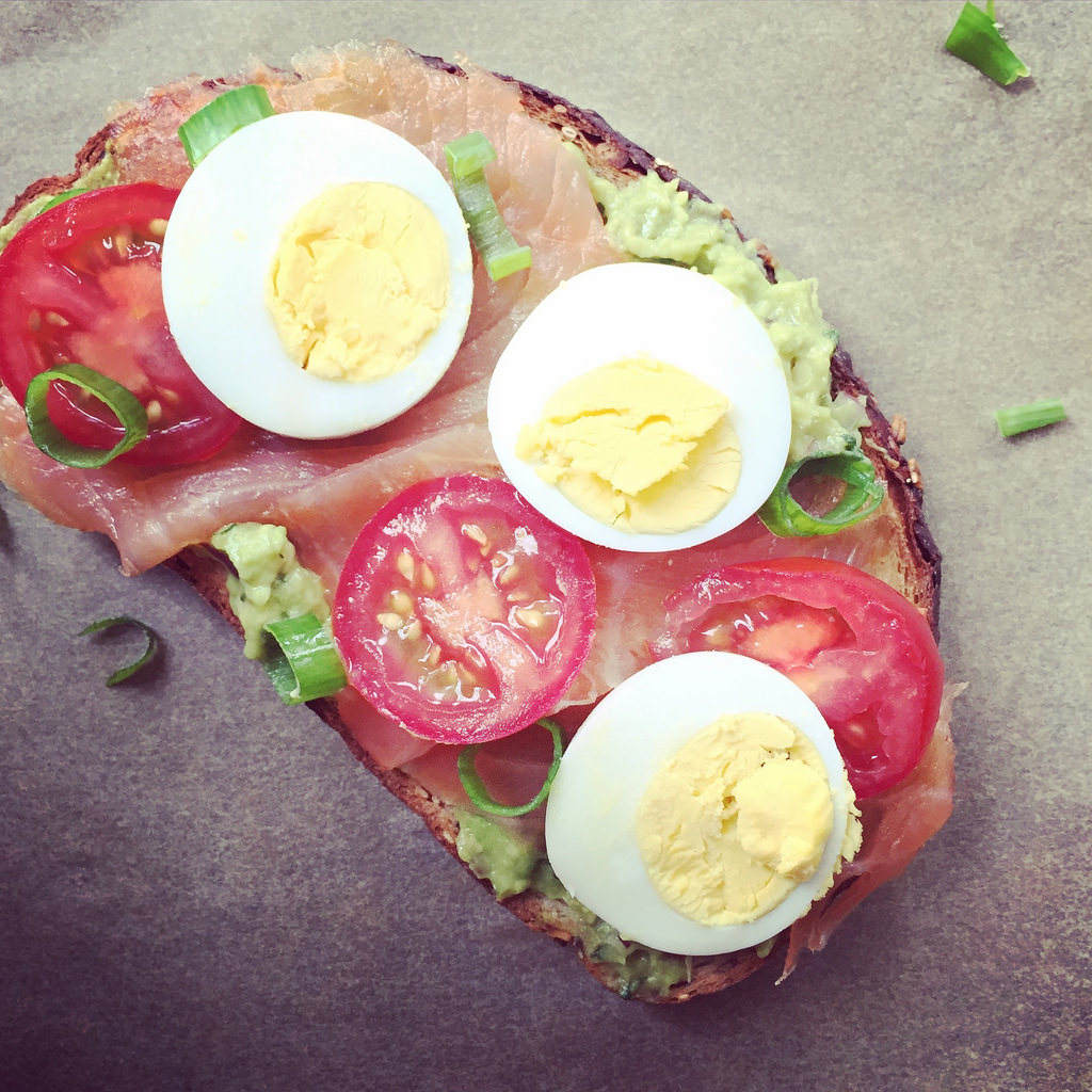 Avocado Toast with Smoked Salmon, Tomato, and Egg via LizsHealthyTable.com Avocado Toast with Smoked Salmon, Tomato, and Egg via LizsHealthyTable.com