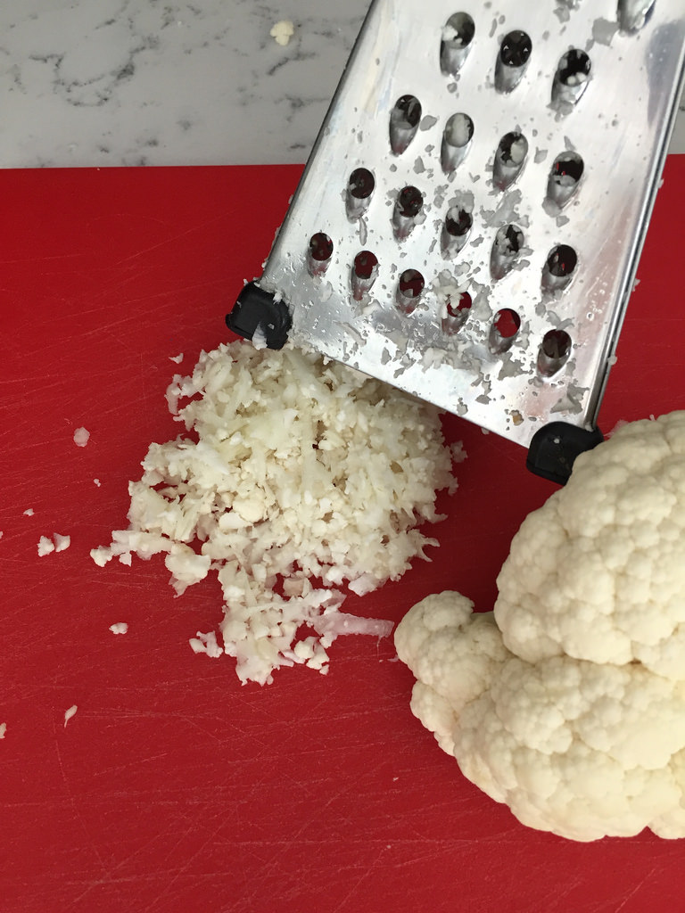 Grated Cauliflower 'Rice' via LizsHealthyTable.com Sweet Potato and Cauliflower 'Rice' Tabbouleh via LizsHealthyTable.com