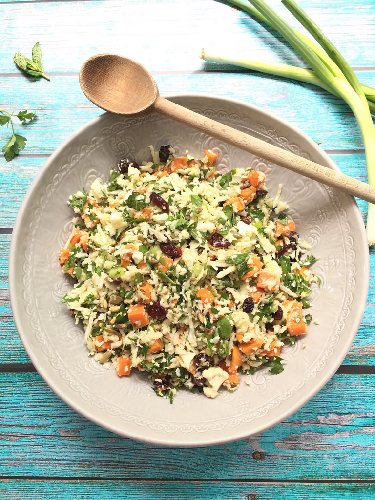 Sweet Potato and Cauliflower 'Rice' Tabbouleh via LizsHealthyTable.com Sweet Potato and Cauliflower 'Rice' Tabbouleh via LizsHealthyTable.com