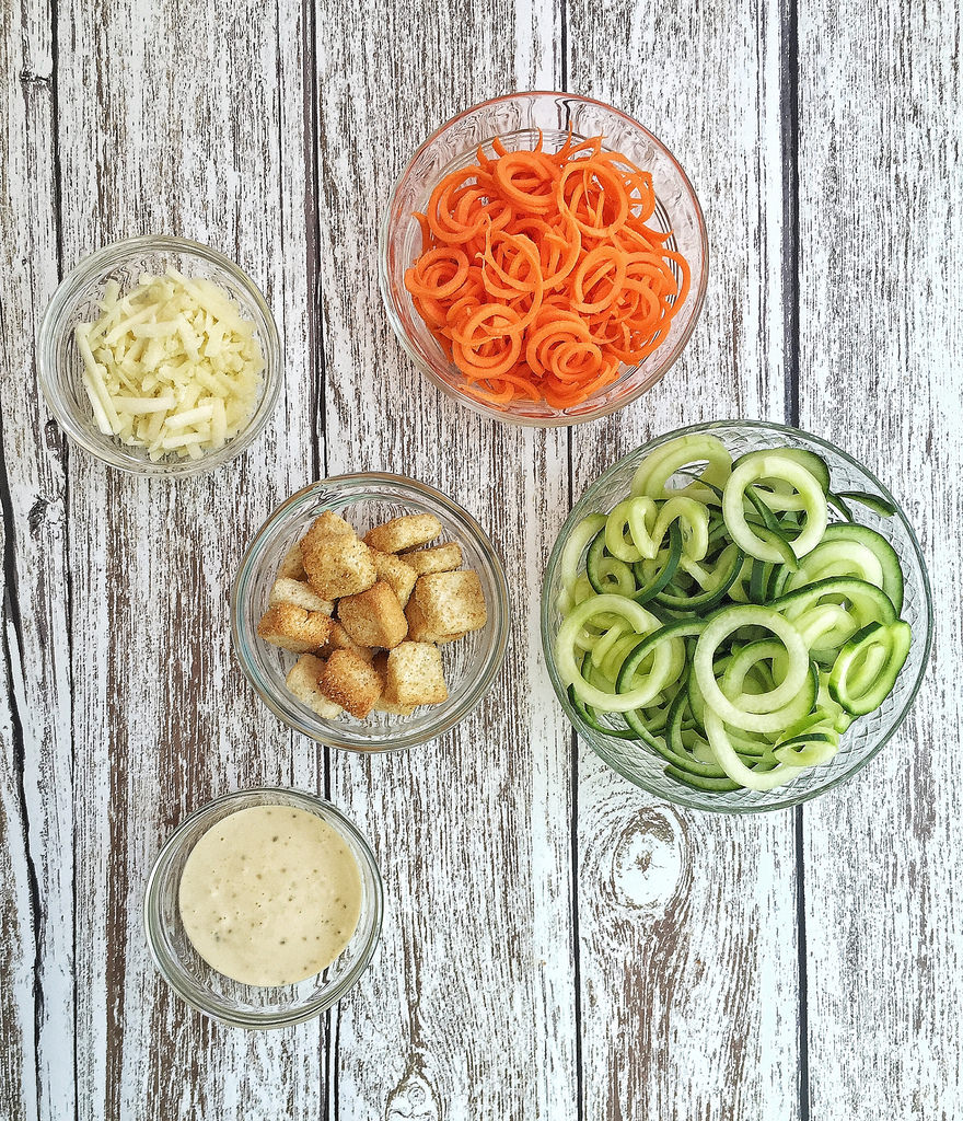 Spiralized Cucumber and Carrot Noodle Salad via LizsHealthyTable.com Spiralized Cucumber and Carrot Noodle Salad via LizsHealthyTable.com
