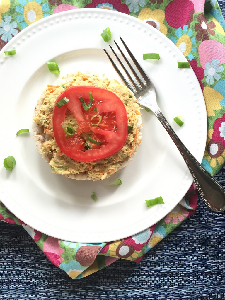Tuna and Smashed Avocado Snack Cakes via LizsHealthyTable.com