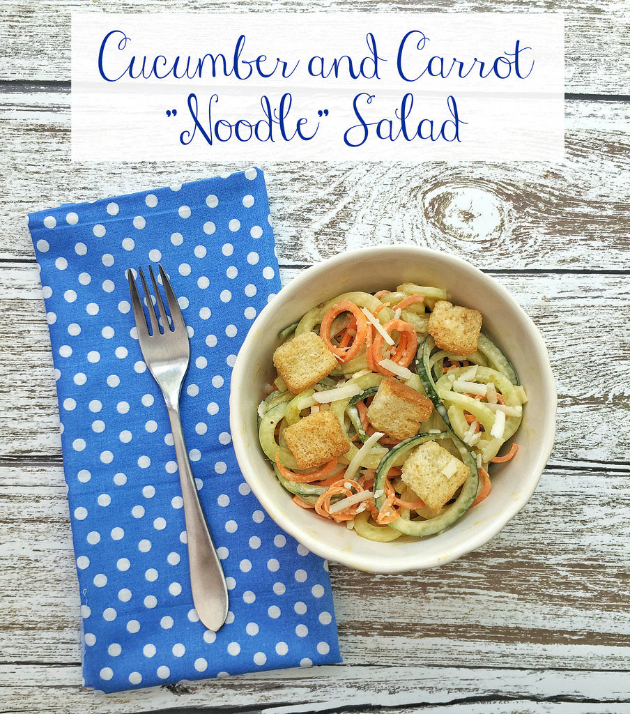 Spiralized Cucumber and Carrot Noodle Salad via LizsHealthyTable.com Spiralized Cucumber and Carrot Noodle Salad via LizsHealthyTable.com