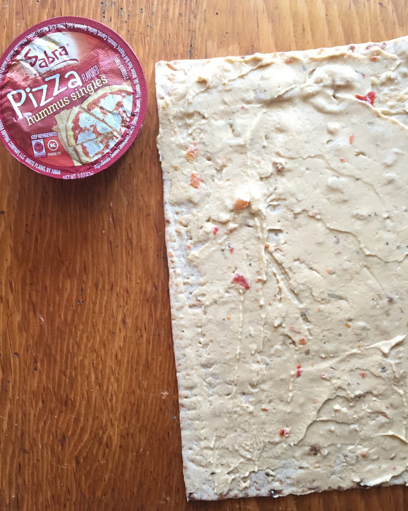 Pizza Pinwheels with Hummus and Veggies via LizsHealthyTable.com