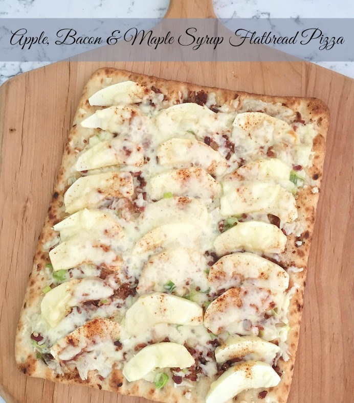 Apple, Bacon, and Maple Syrup Flatbread Pizza via LizsHealthyTable.com