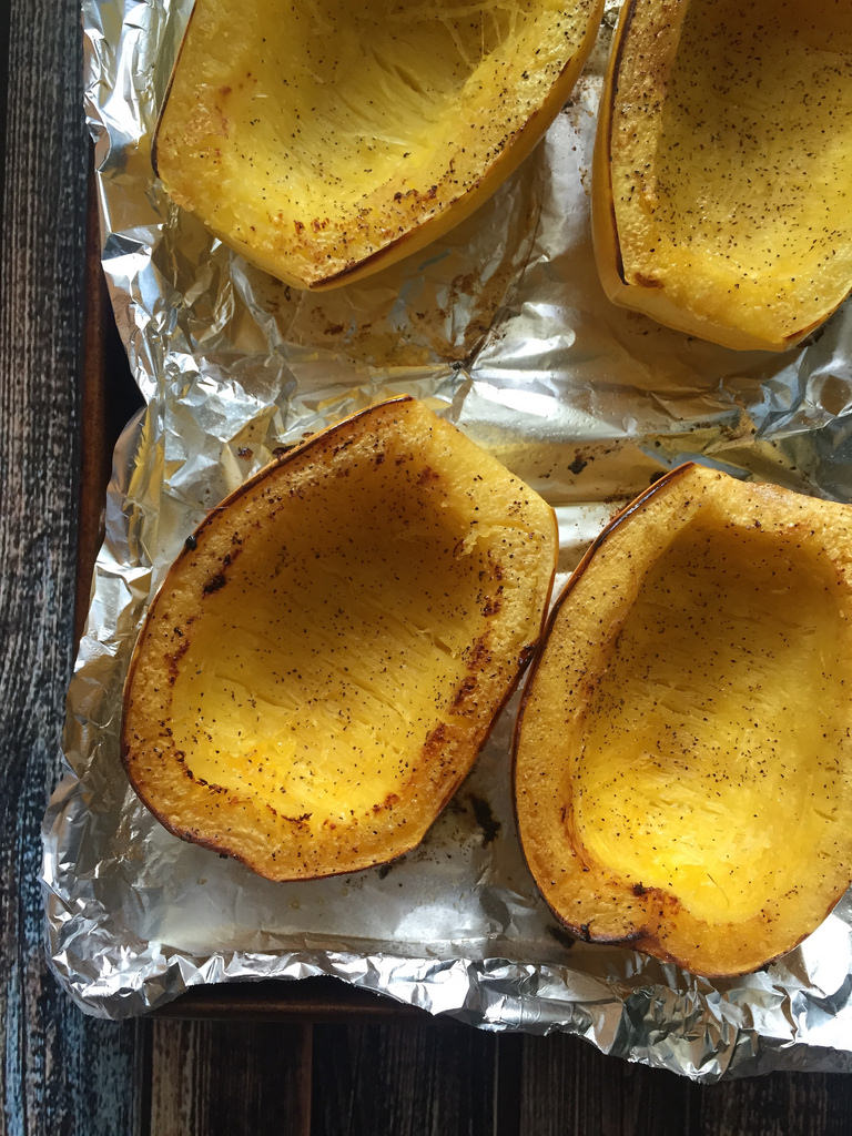 Taco-Topped Spaghetti Squash Bowls via LizsHealthyTable.com