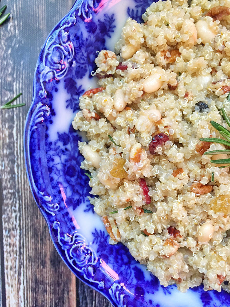Orange Rosemary Quinoa with Beans and Pecans via LizsHealthyTable.com