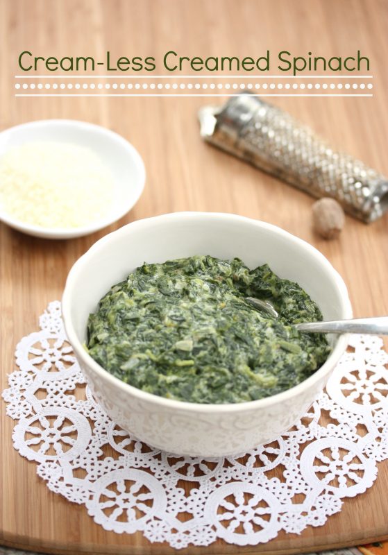Cream-less Creamed Spinach via LizsHealthyTable.com