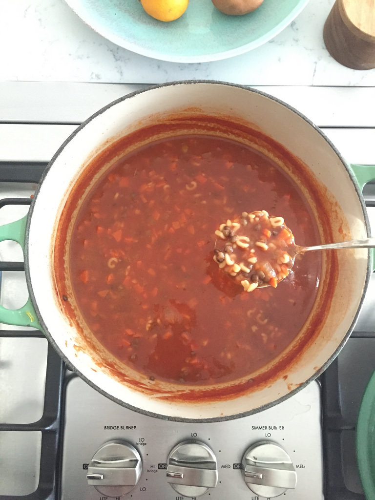 Lentil Alphabet Soup via LizsHealthyTable.com