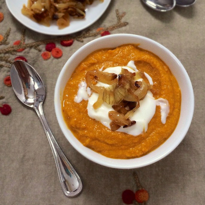 Red Lentil and Carrot Soup via LizsHealthyTable.com
