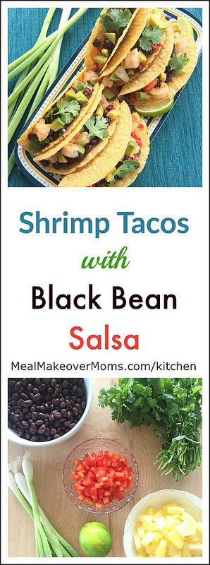 Shrimp Tacos with Black Bean Salsa via LizsHealthyTable.com