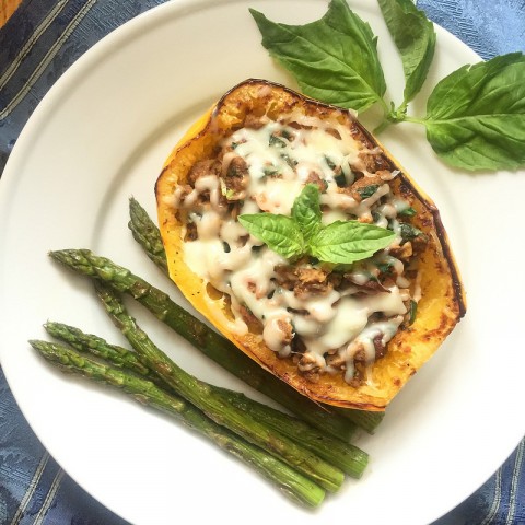 Spaghetti Squash with Meat-Free Bolognese Sauce via LizsHealthyTable.com Spaghetti Squash with Meat-Free Bolognese Sauce via LizsHealthyTable.com