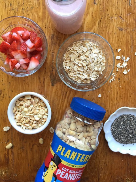 Strawberry Peanut Overnight Oats via LizsHealthyTable.com