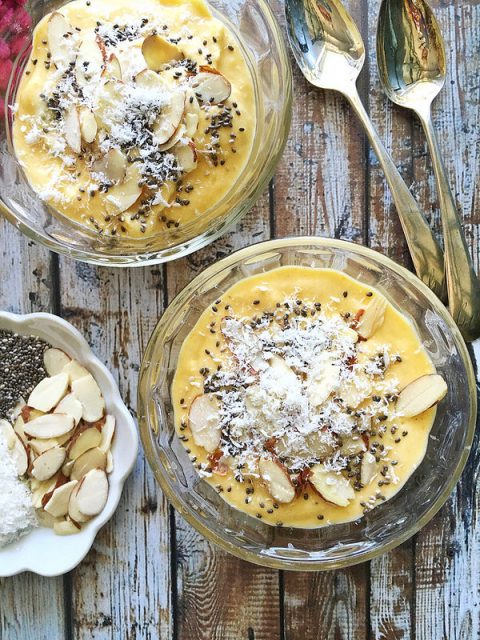 Mango Coconut Soft Serve via LizsHealthyTable.com