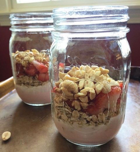 Strawberry Peanut Overnight Oats via LizsHealthyTable.com