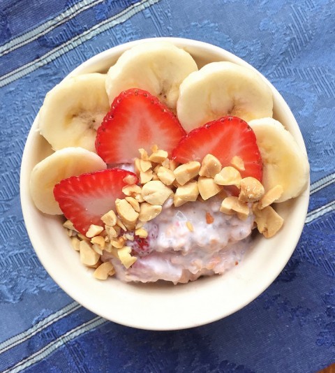 Strawberry Peanut Overnight Oats via LizsHealthyTable.com