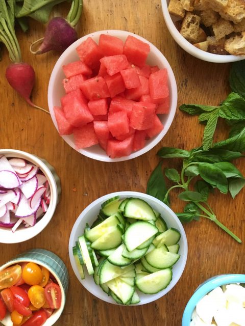 Sunny Summer Panzanella Salad via LizsHealthyTable.com